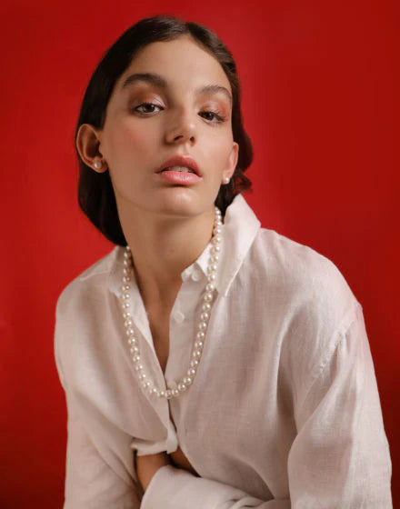 Collar de perla elegante en plata - 60 cm - 10 mm