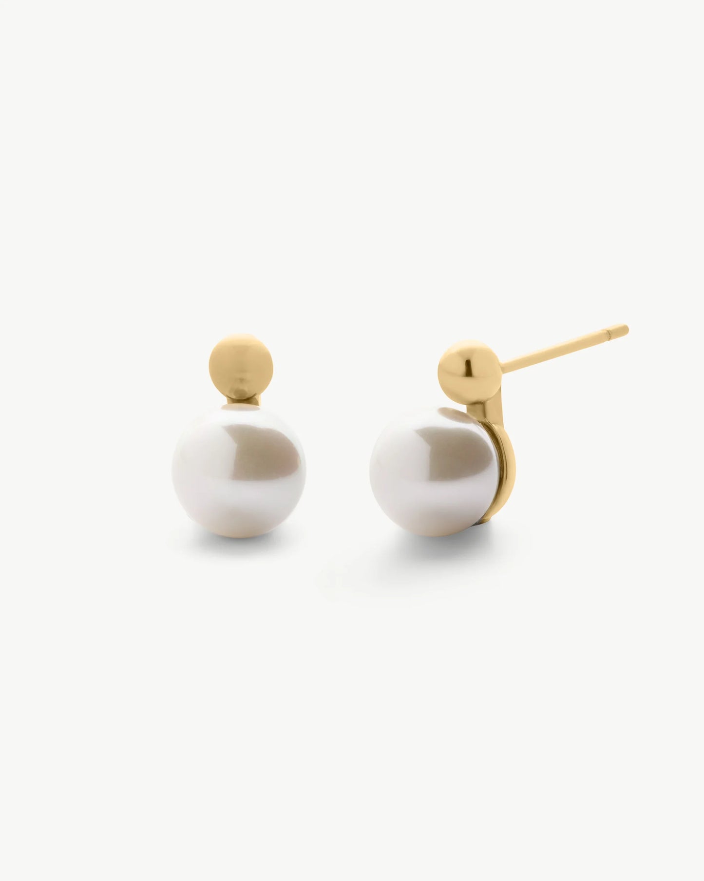 Pendientes Perla 8mm Dorados Aura en acero