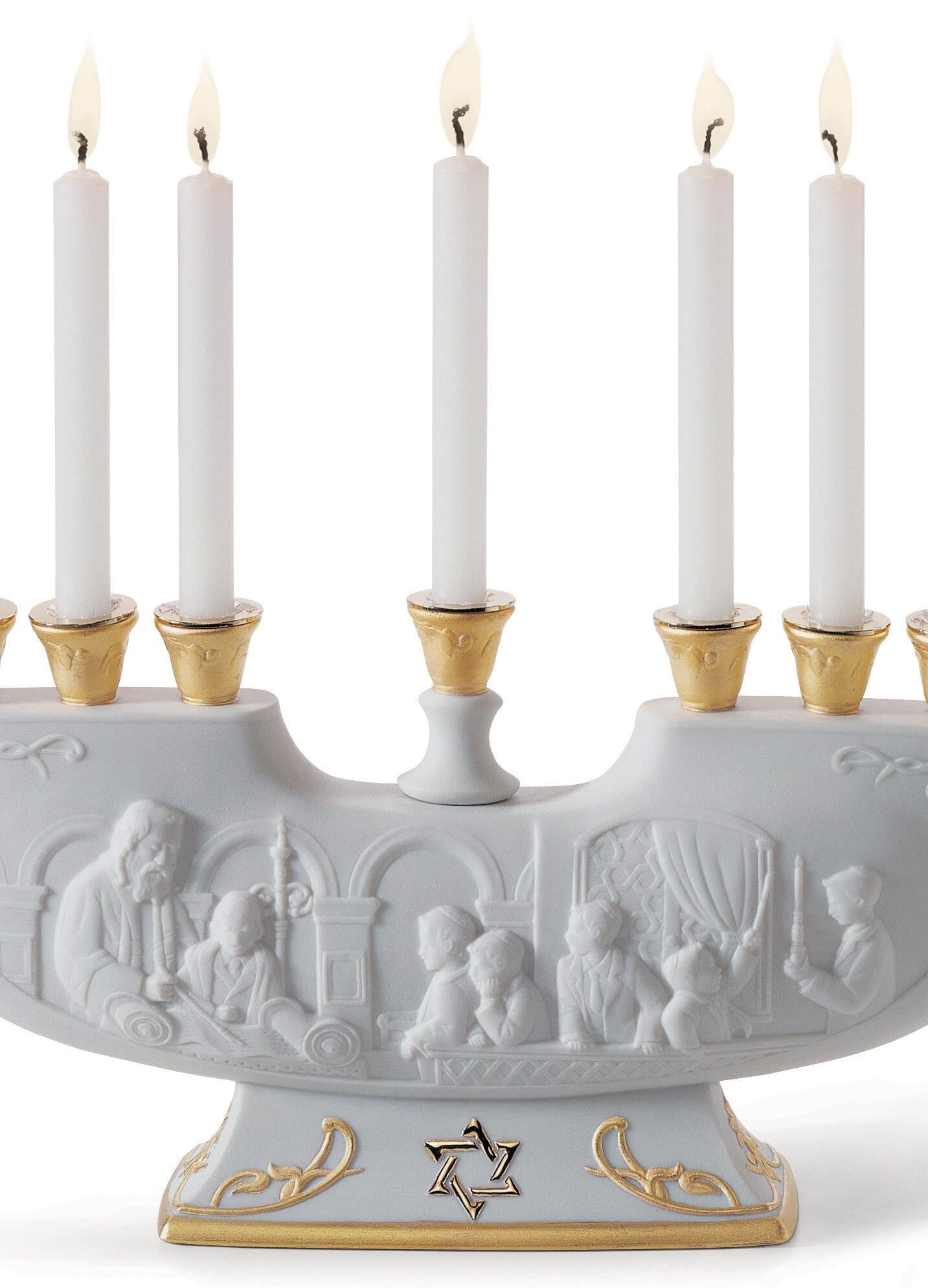 01007096 | Candelabro Menorah. Lustre oro
