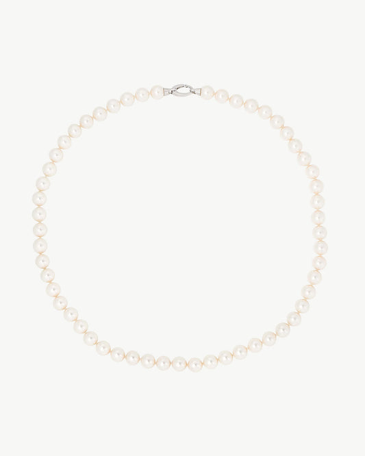 Collar de perla elegante en plata - 60 cm - 10 mm