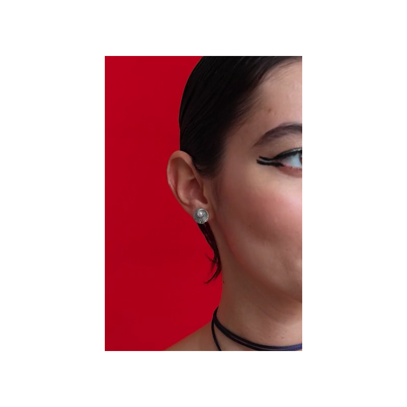 Pendientes Pequeños Mujer Acero Perla