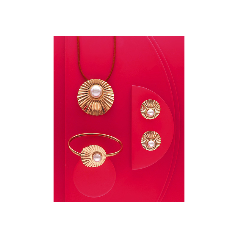 Pendientes Acero Dorado Perla