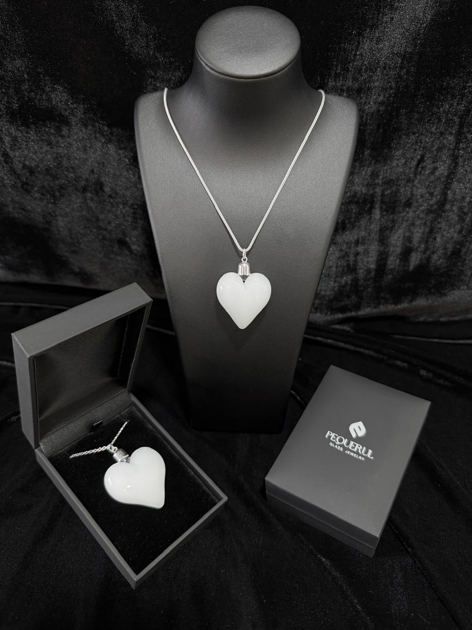 Colgante Corazón Blanco de Cristal de Borosilicato
