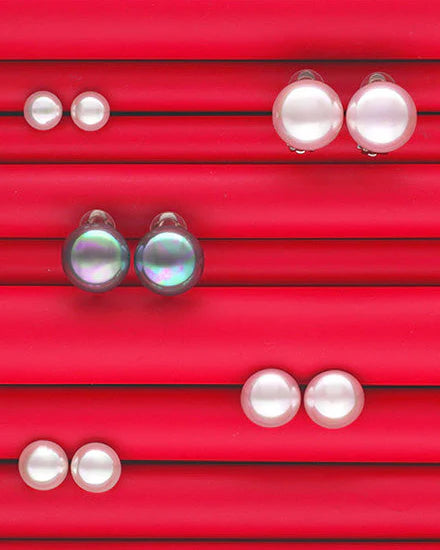 Pendientes Media Perla 8mm Blanca Mabé en plata