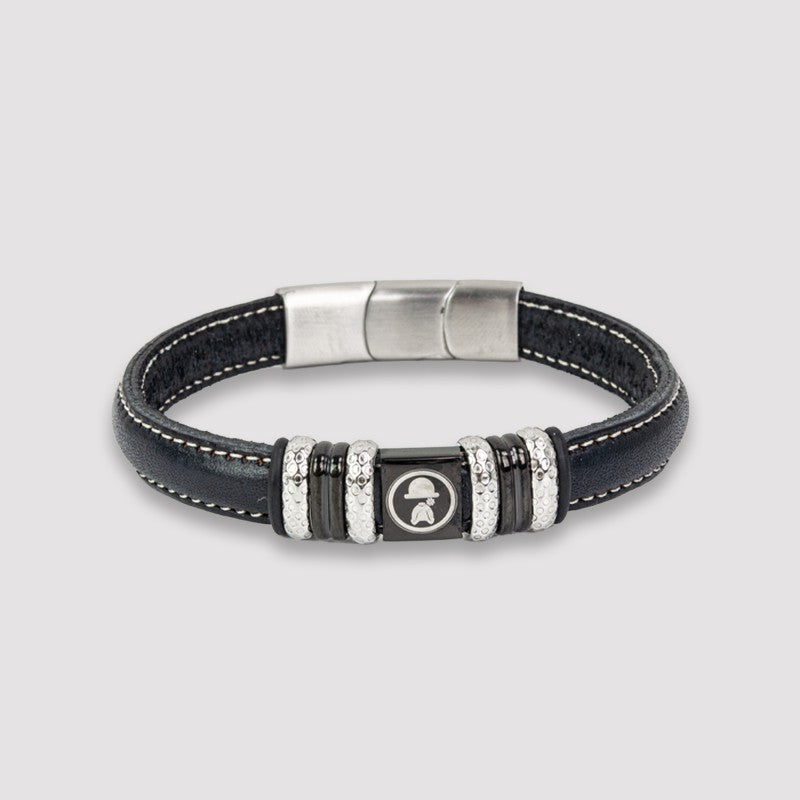 Pulsera "St. Johns" de piel vegana negra con detalle logo | Olliver Abbott
