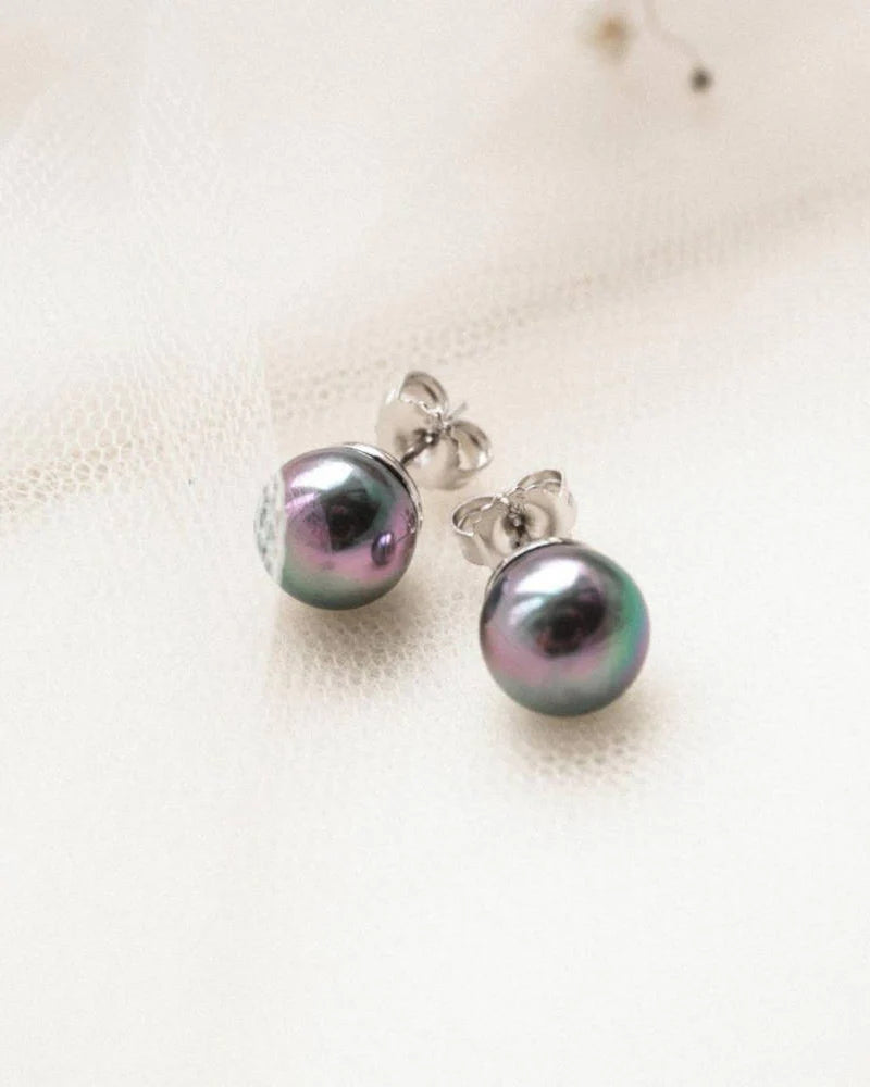 Pendientes Perla 6mm Gris Lyra