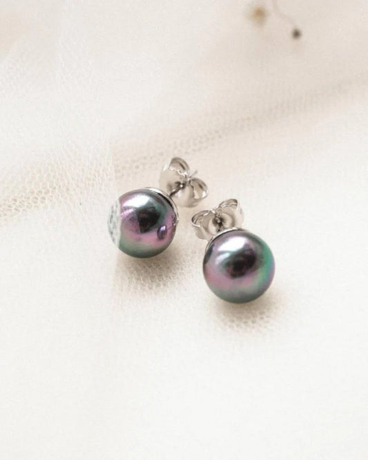 Pendientes Perla 6mm Gris Lyra