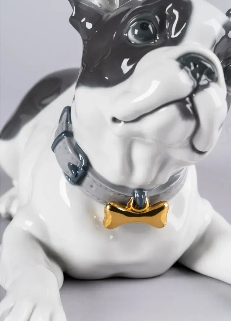 01009398 | Figura perro Bulldog francés con macarons