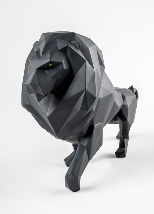01009746 | Escultura León. Negro mate
