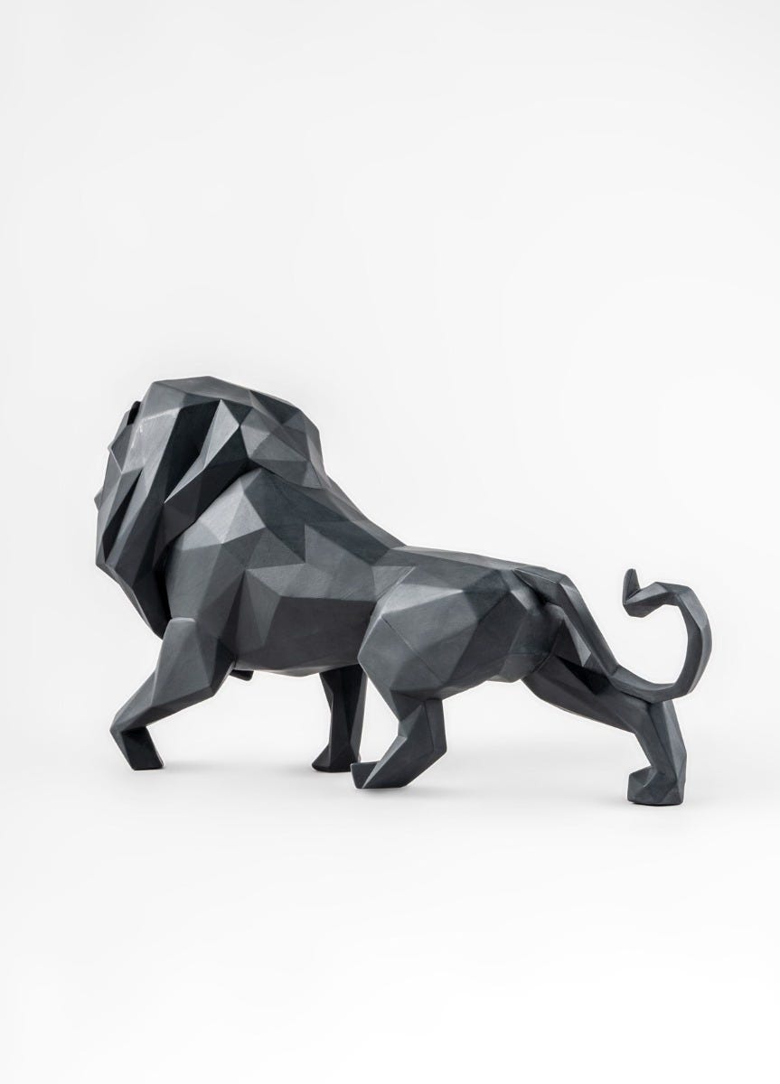 01009746 | Escultura León. Negro mate