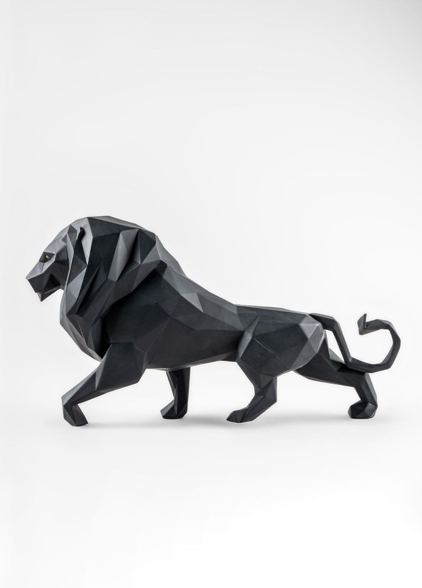 01009746 | Escultura León. Negro mate