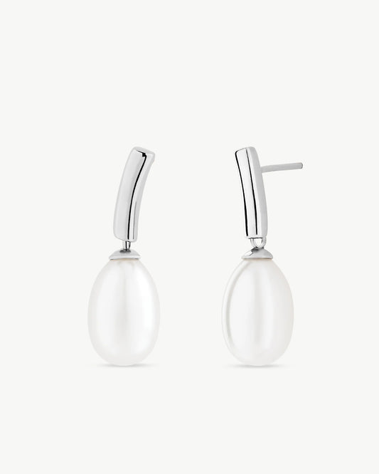 Pendientes Perla 9mm Espiga en plata