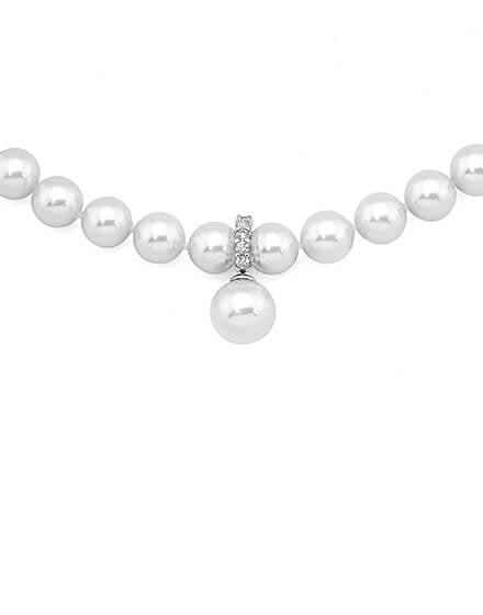 Collar de perla elegante en plata - 45 cm - 10 mm