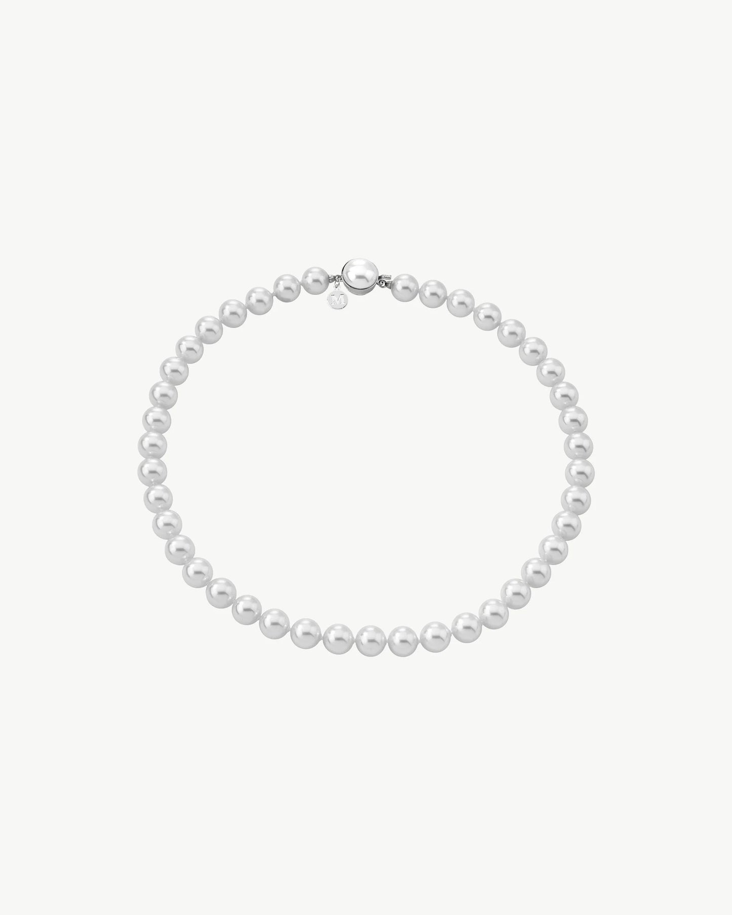 Collar de perla elegante en plata - 45 cm - 10 mm
