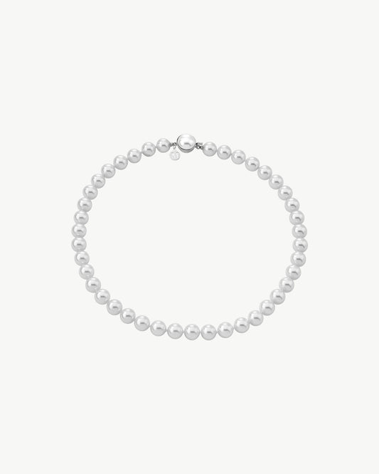 Collar de perla elegante en plata - 45 cm - 10 mm