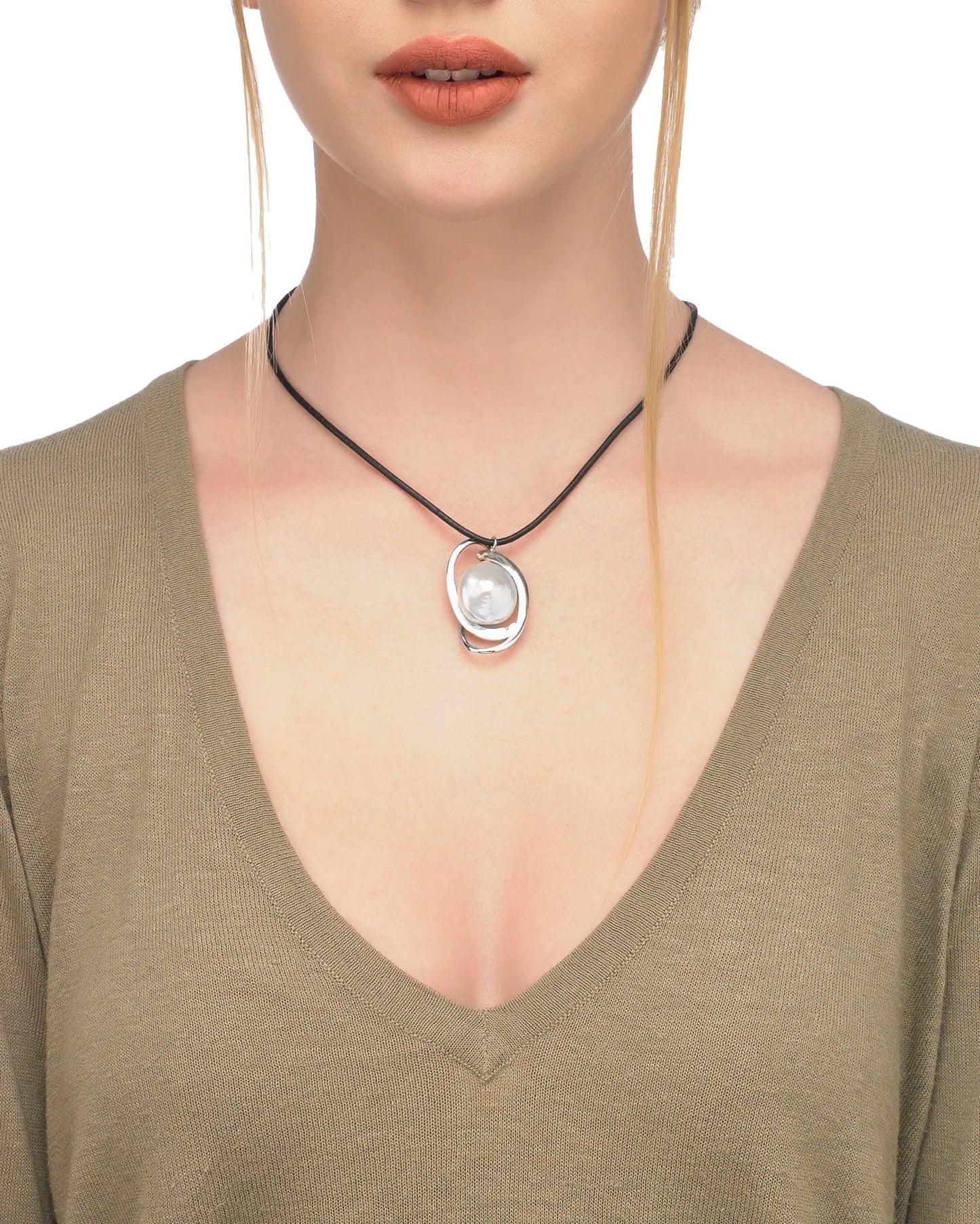 Collar de perla elegante en plata - 50 cm