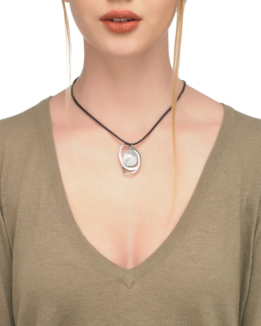 Collar de perla elegante en plata - 50 cm