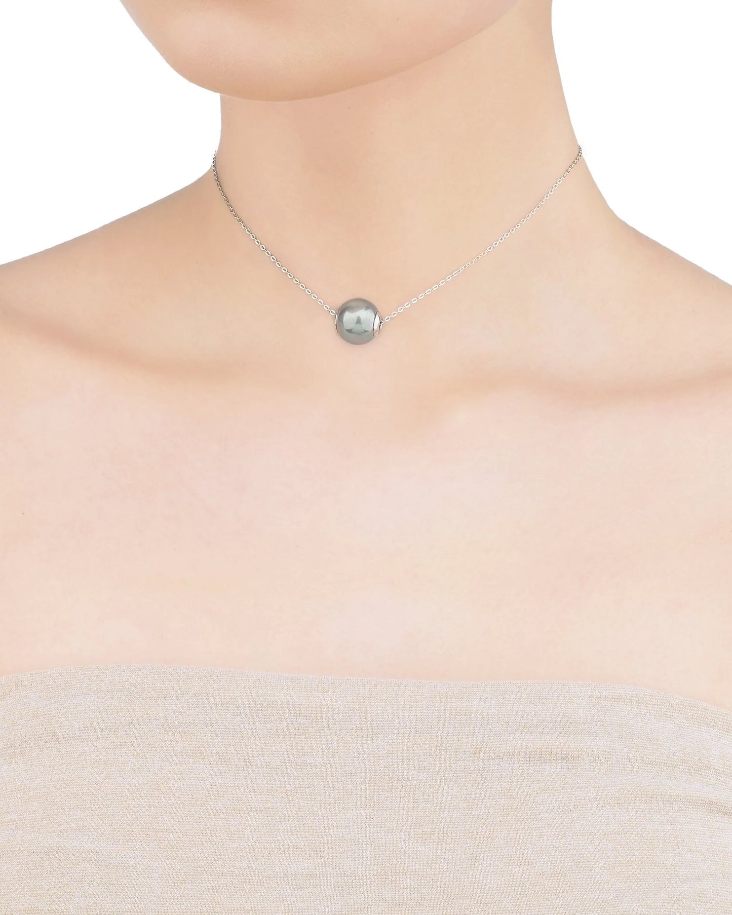 Collar de perla elegante en plata