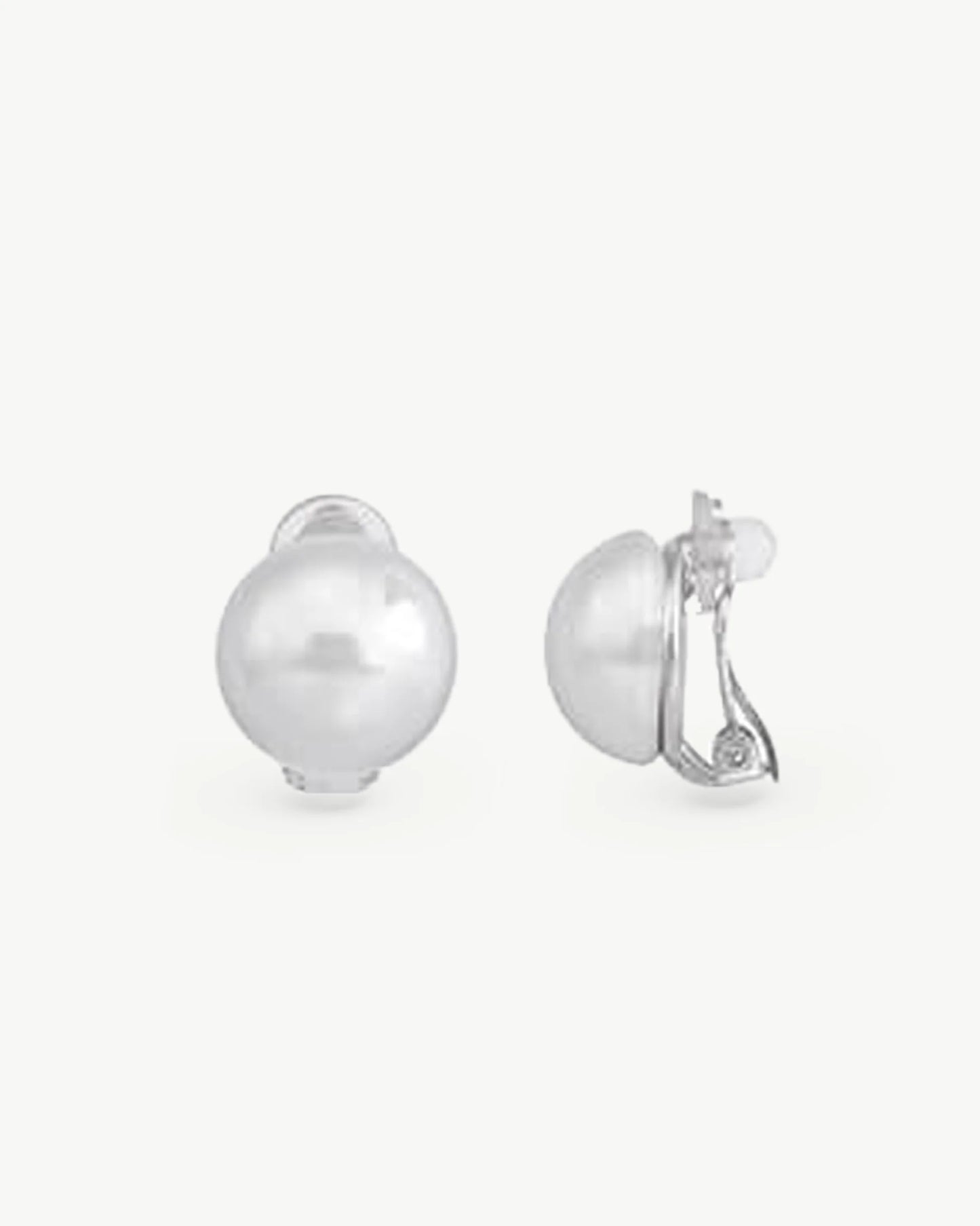 Pendientes Media Perla 14mm Blanca Mabé en plata