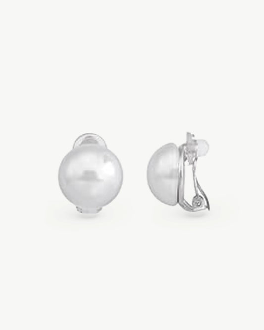 Pendientes Media Perla 14mm Blanca Mabé en plata