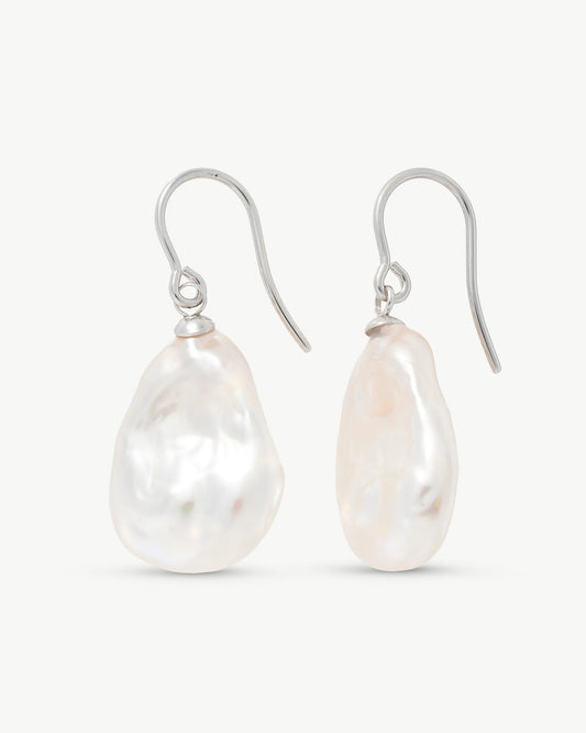 Pendientes Perla Salvaje 14x20mm Keila en plata