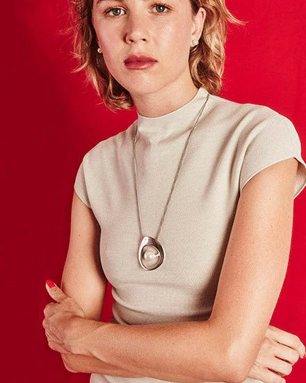 Collar de perla elegante en acero