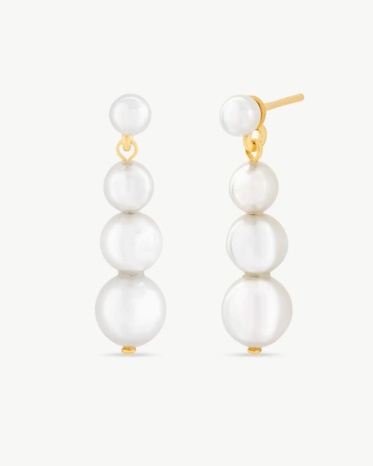 Pendientes Largos Dorados con Perlas Petit en plata