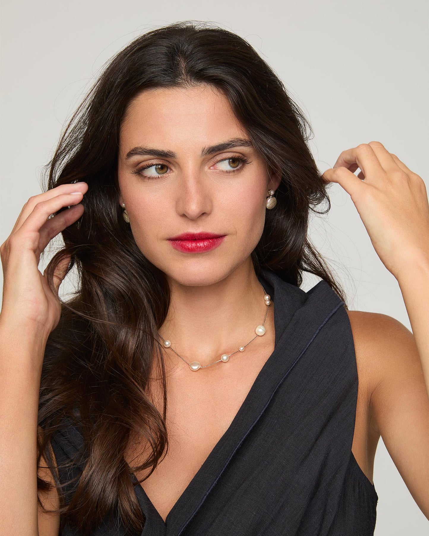 Collar de perla elegante en plata