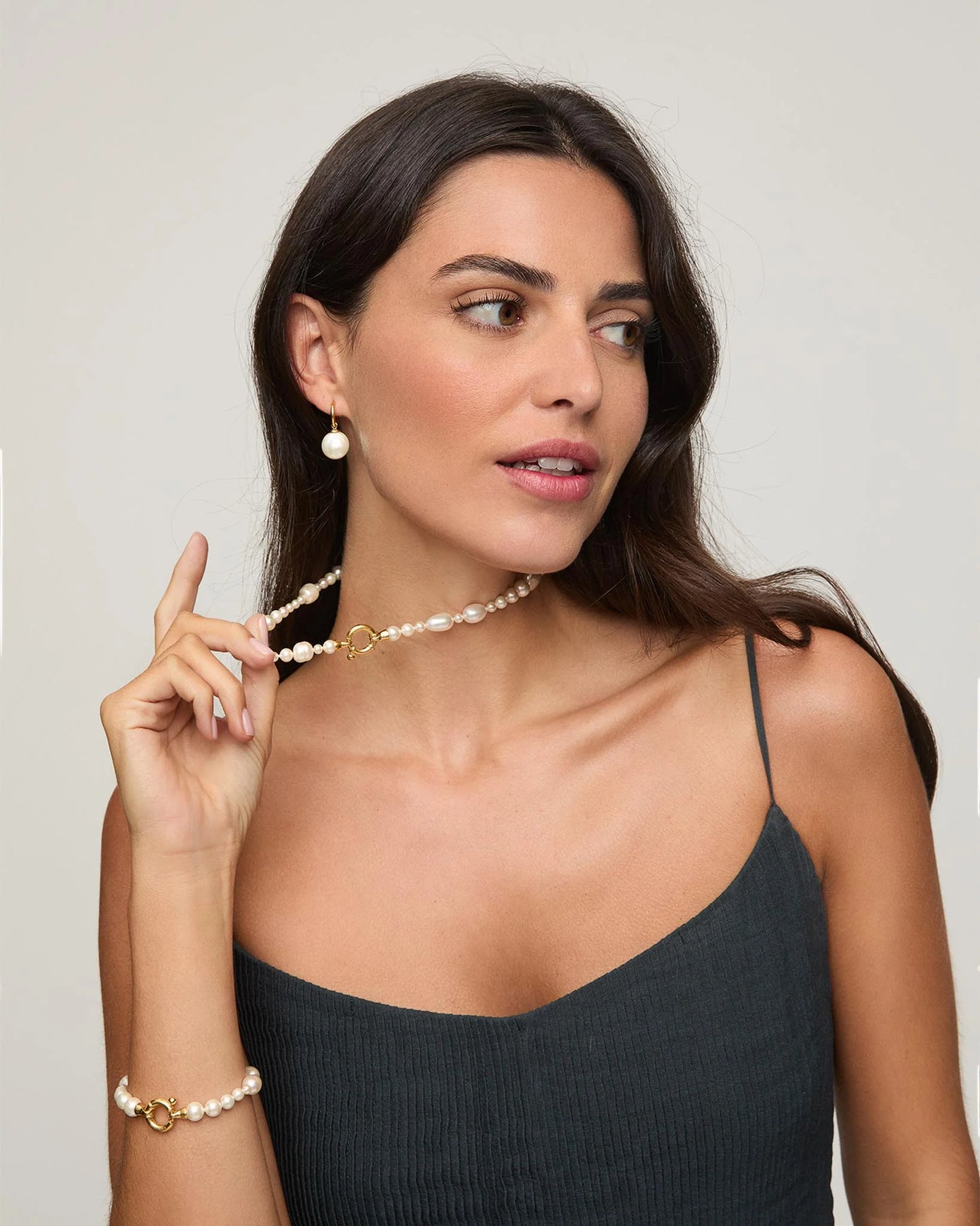 Collar de perla elegante en plata