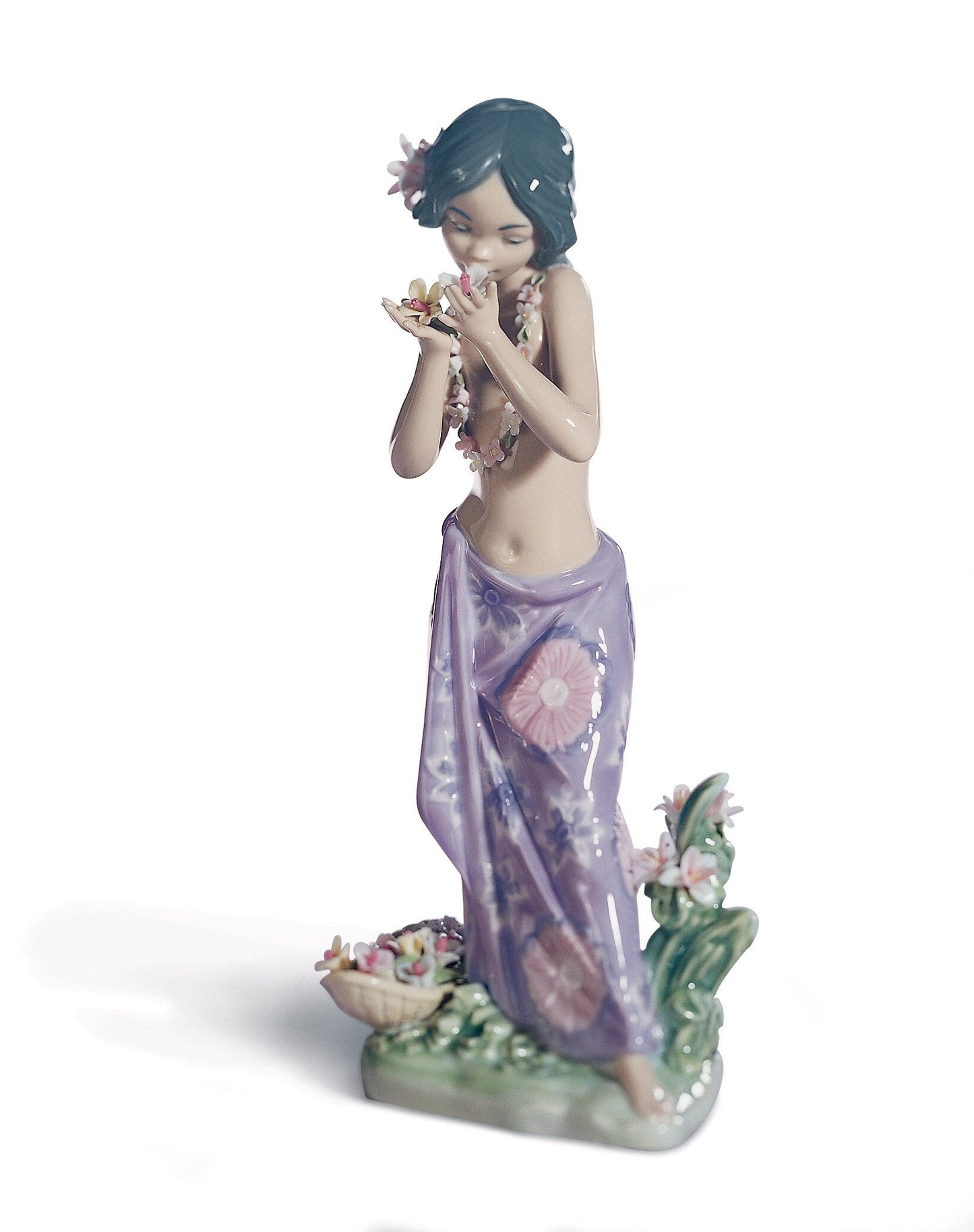01001480 | Figura mujer Hawaiana oliendo flores