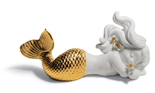 01008560 | Figura sirena Soñando con el mar. Lustre oro