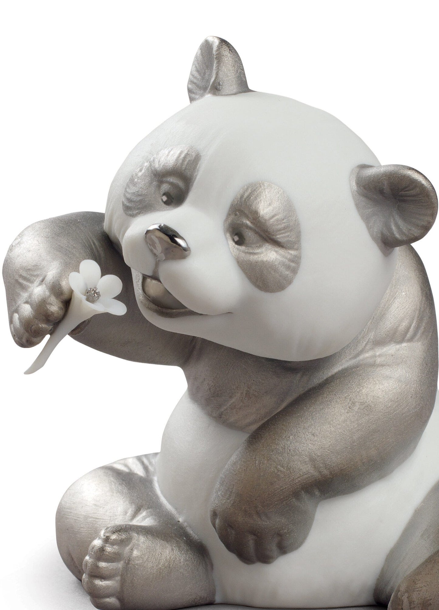 01009088 | Figura Panda feliz. Lustre plata