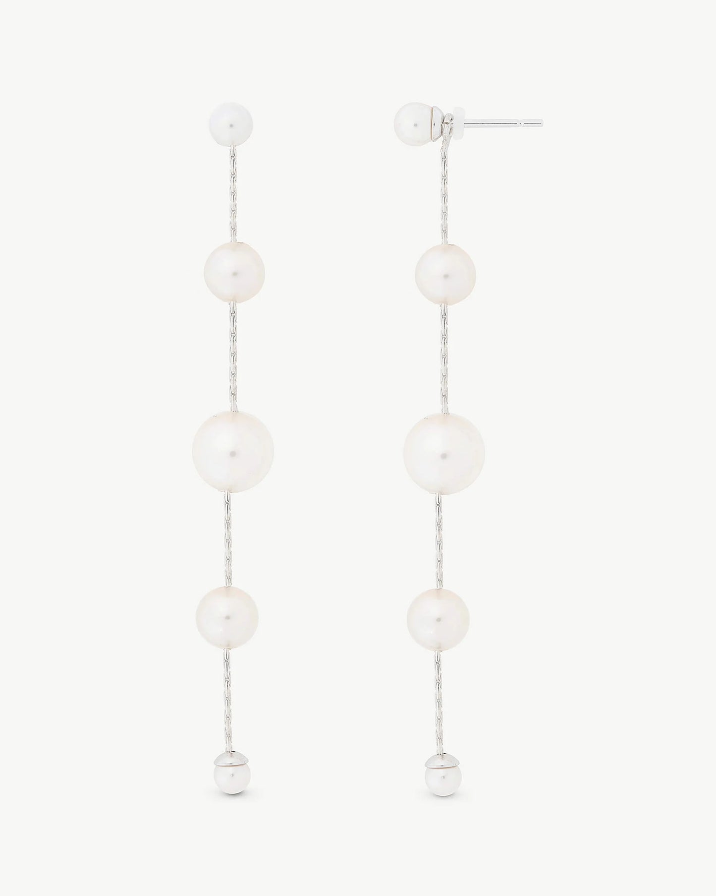 Pendientes Largos con Perlas Dangle en plata