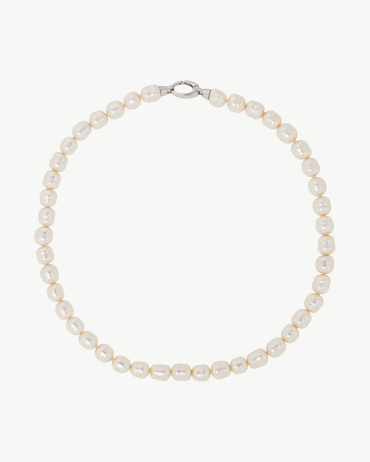 Collar de perla elegante en plata - 45 cm - 8 mm