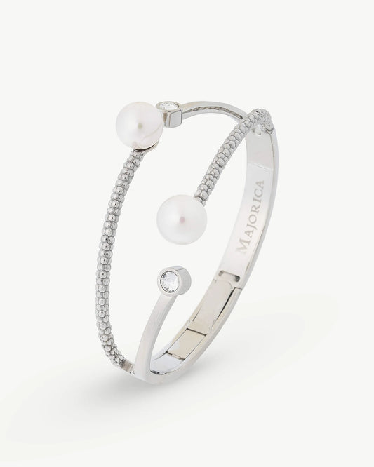 Pulsera de perla elegante en acero