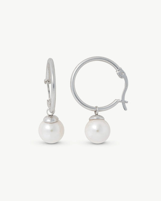 Pendientes Aro y Perla 8mm Chara en plata