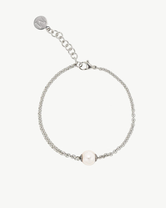 Pulsera de perla elegante en acero