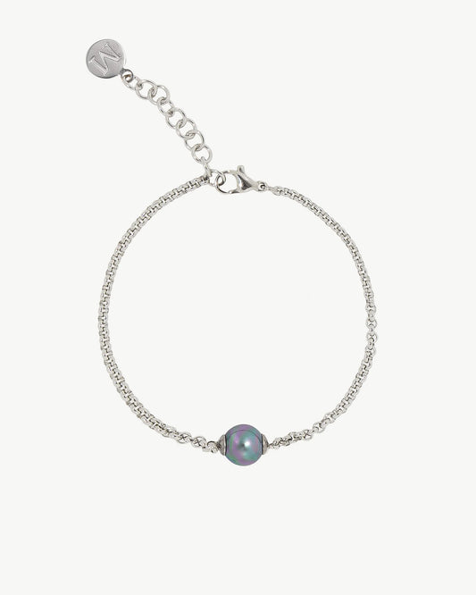 Pulsera de perla elegante en plata