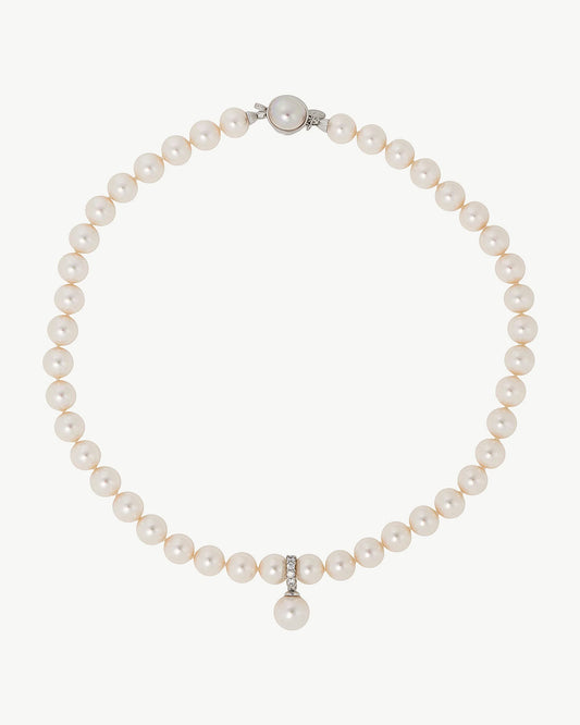 Collar de perla elegante en plata - 45 cm - 10 mm