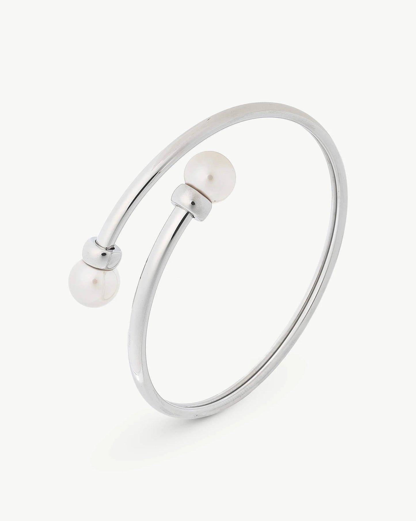 Brazalete Dos Perlas Galatea en plata