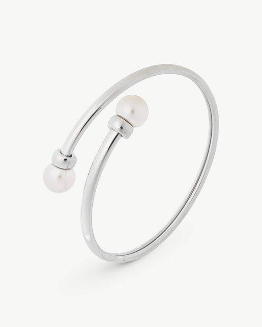 Brazalete Dos Perlas Galatea en plata