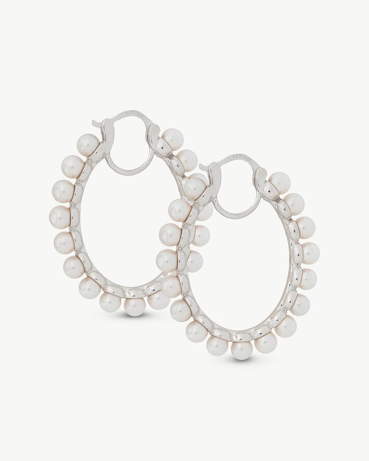 Pendientes Aro Oval y Perlas Ada en plata