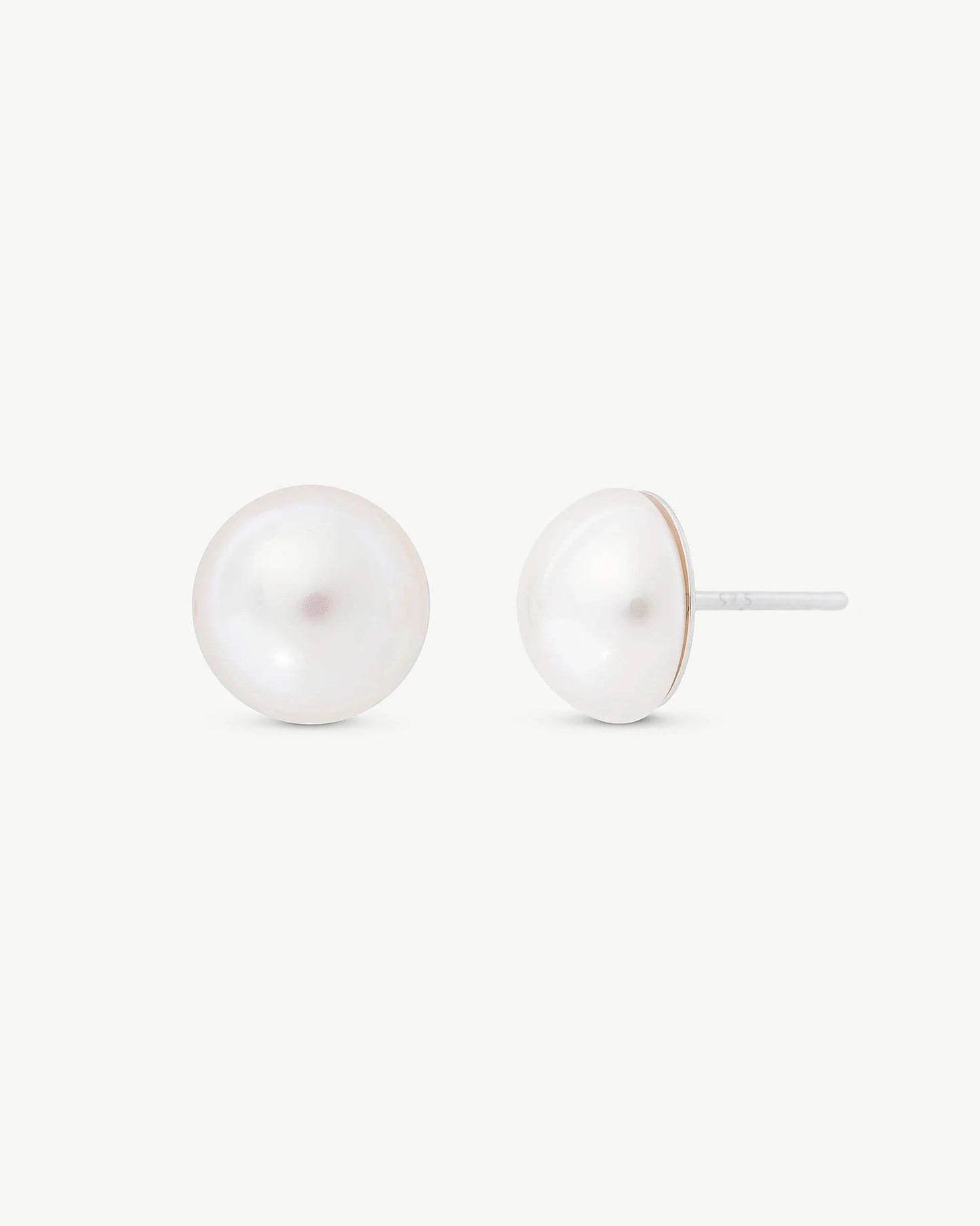 Pendientes Media Perla 8mm Blanca Mabé en plata