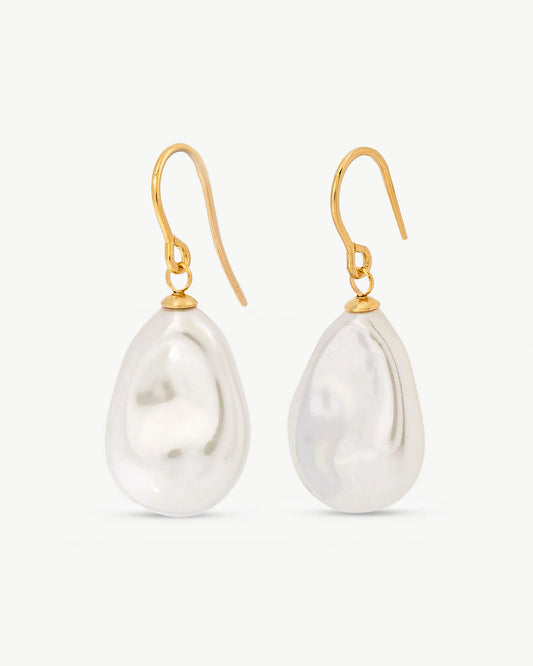 Pendientes Perla Salvaje 14x20mm Dorados Keila en plata