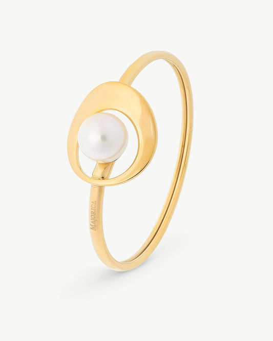 Brazalete Perla Dorada Petra en acero