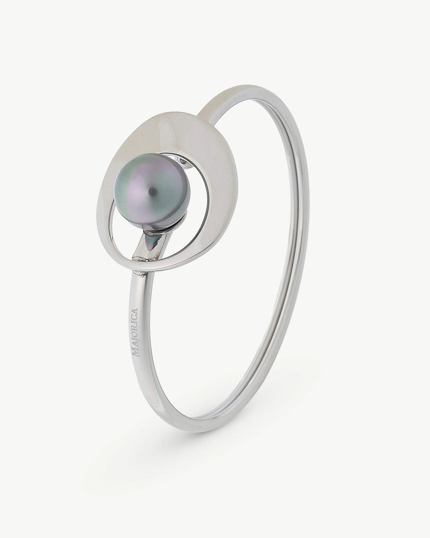 Brazalete Perla Gris Petra en acero