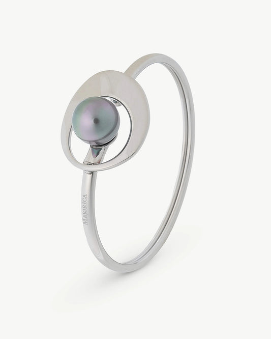 Brazalete Perla Gris Petra en acero