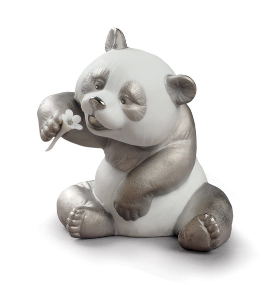 01009088 | Figura Panda feliz. Lustre plata