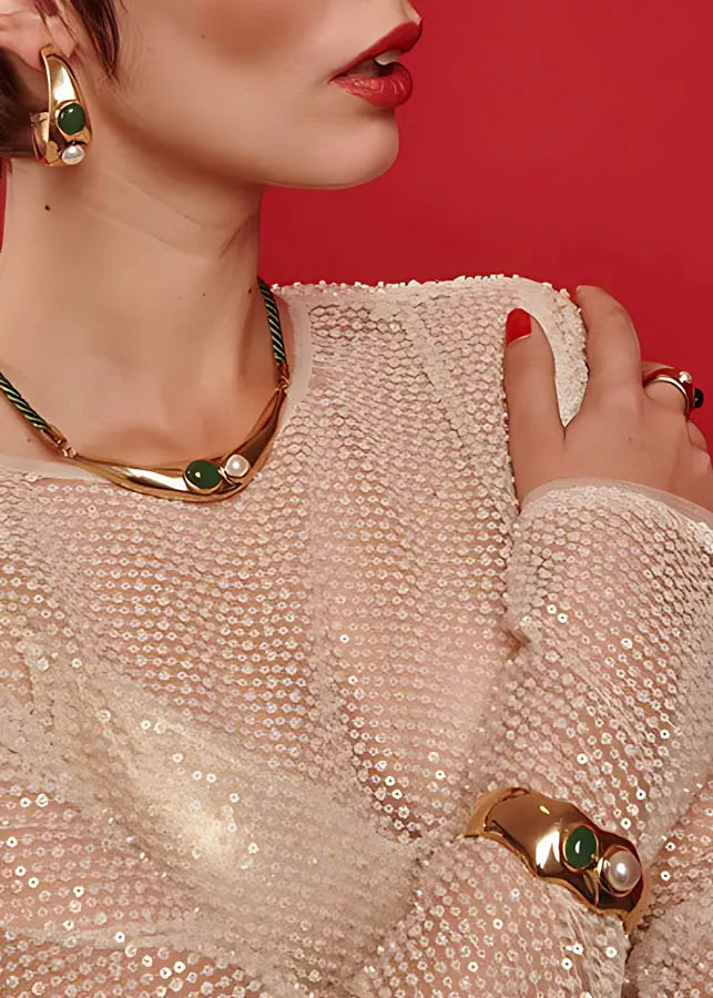 Collar de perla elegante en acero