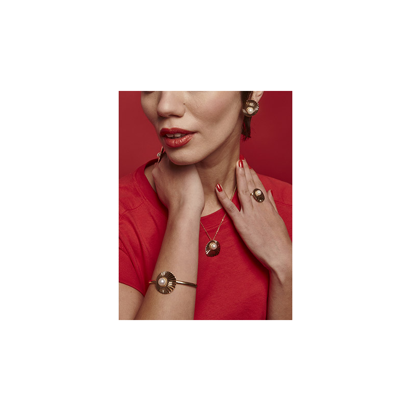 Pendientes Acero Dorado Perla